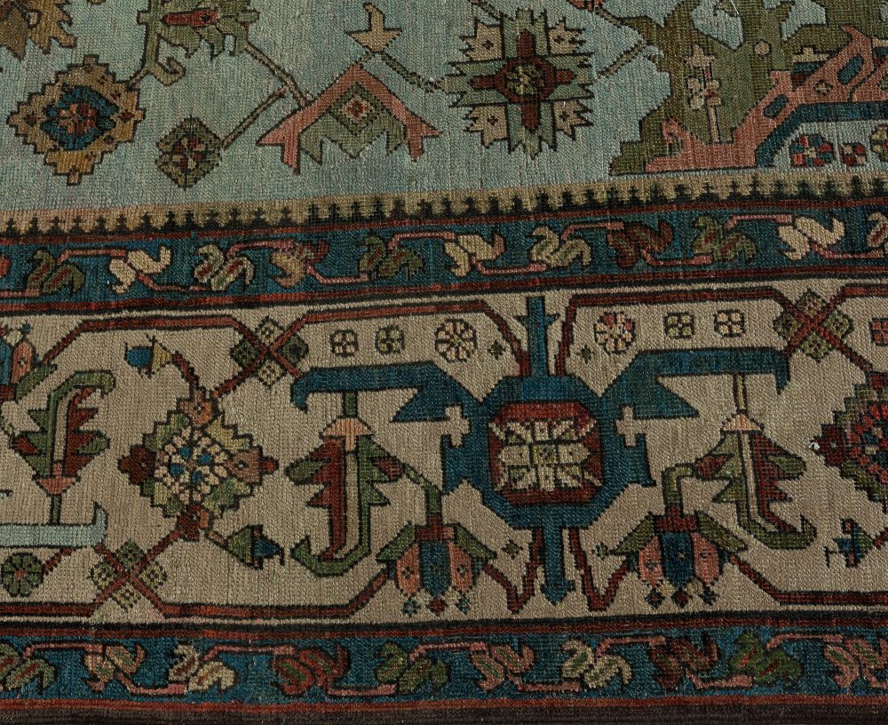 Authentic Persian Heriz Rug in Beige, Blue, Brown, Green and Red BB7643