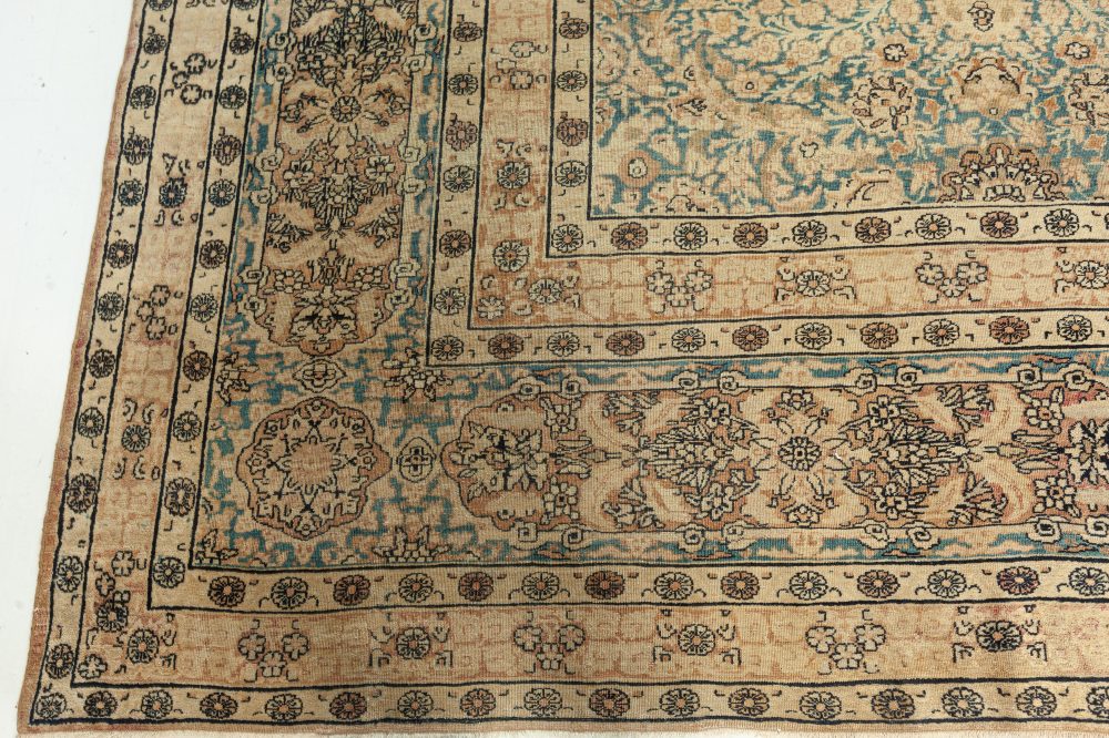 Antique Persian Kirman Rug in Beige, Blue and Brown BB7645