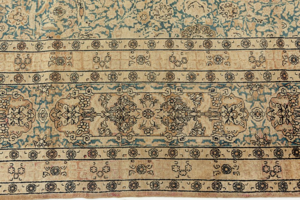 Antique Persian Kirman Rug in Beige, Blue and Brown BB7645