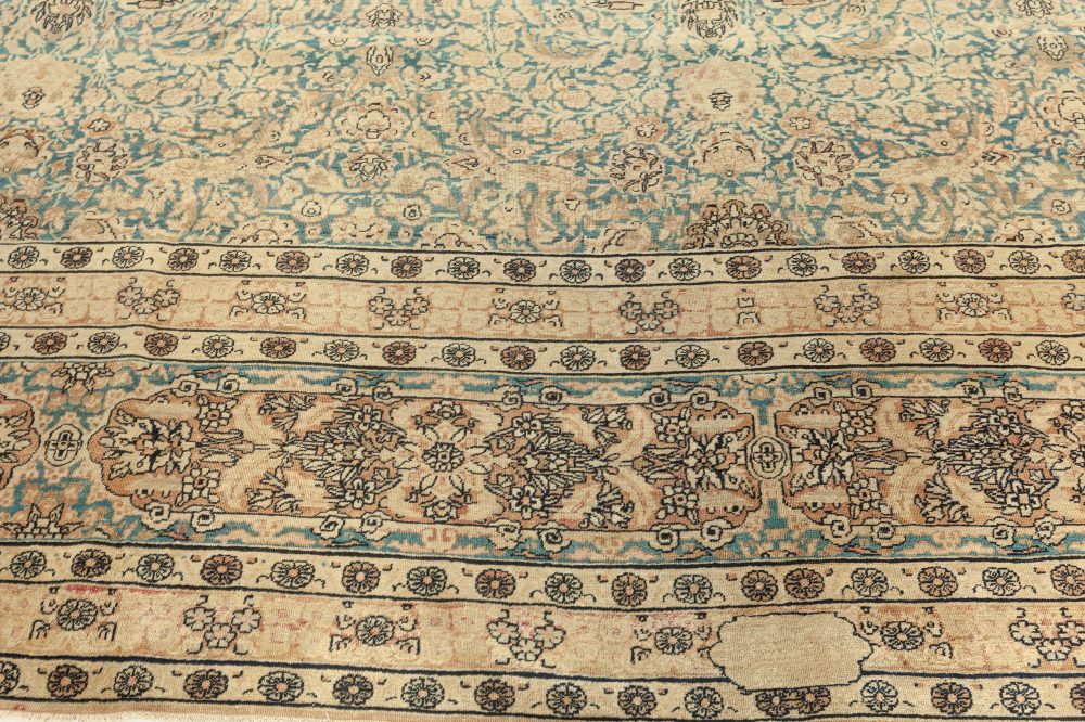 Antique Persian Kirman Rug in Beige, Blue and Brown BB7645