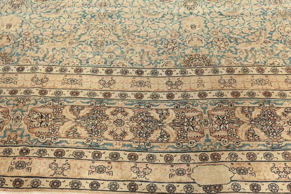 Antique Persian Kirman Rug in Beige, Blue and Brown BB7645