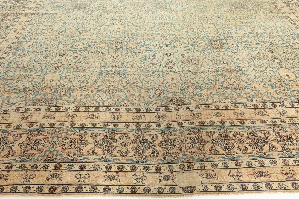 Antique Persian Kirman Rug in Beige, Blue and Brown BB7645