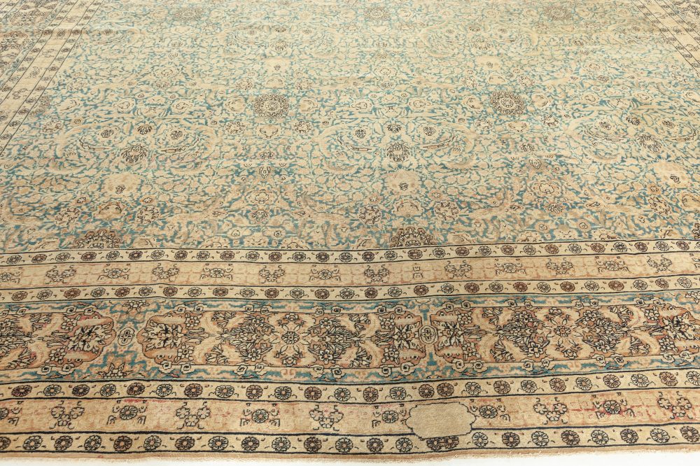 Antique Persian Kirman Rug in Beige, Blue and Brown BB7645