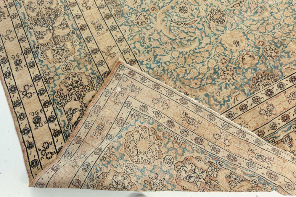 Antique Persian Kirman Rug in Beige, Blue and Brown BB7645