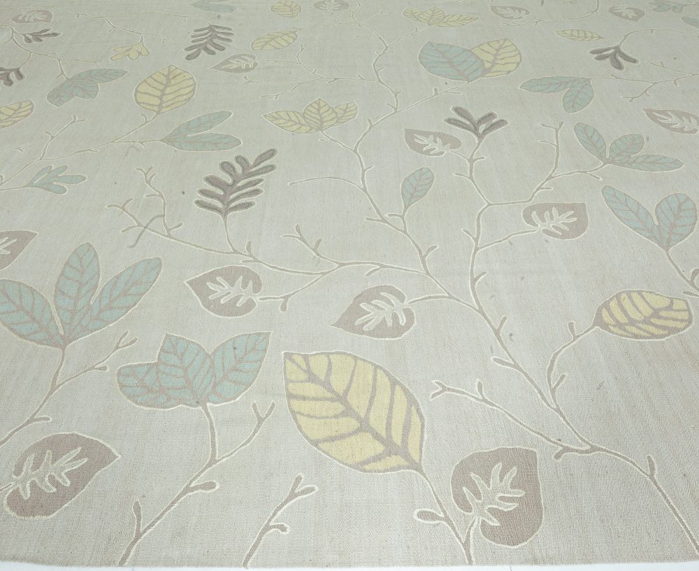 Doris Leslie Blau Collection Modern Style Leaves Design Flat Weave Aubusson Rug N12232