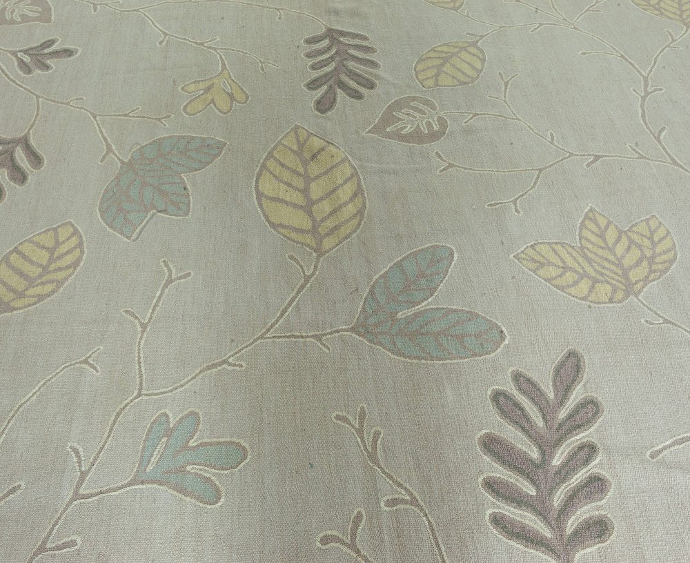 Doris Leslie Blau Collection Modern Style Leaves Design Flat Weave Aubusson Rug N12232