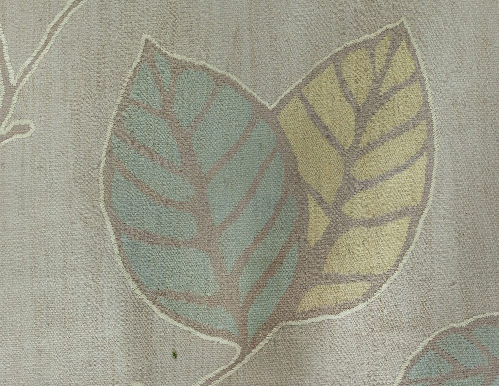 Doris Leslie Blau Collection Modern Style Leaves Design Flat Weave Aubusson Rug N12232