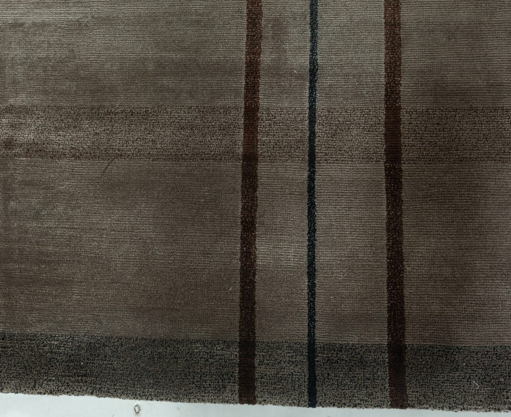 Doris Leslie Blau Contemporary Black, Brown, Hand Knotted Wool, Silk Rug N12238