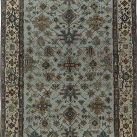 Authentic Persian Heriz Rug in Beige, Blue, Brown, Green and Red BB7643