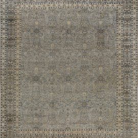 Kirman Persian Antique Allover Floral Soft Beige Hand-Knotted Wool Rug – Circa 1920 BB7645