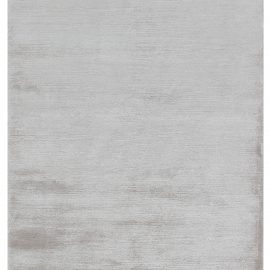 Modern Hand-Knotted Solid Light Gray With Taupe Handmade Silk Runner “Mercury” N12234