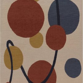 Modern Abstract Light Beige Hand-Knotted Wool Rug “Orbit” N12235