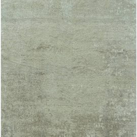 Contemporary Hand-Knotted Solid Light Gray Wool & Silk Runner “Sagewash” N11788