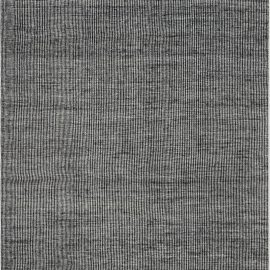 Abstract Contemporary Charcoal Hand-Knotted Wool Runner “Monochrome Rythm” N12245