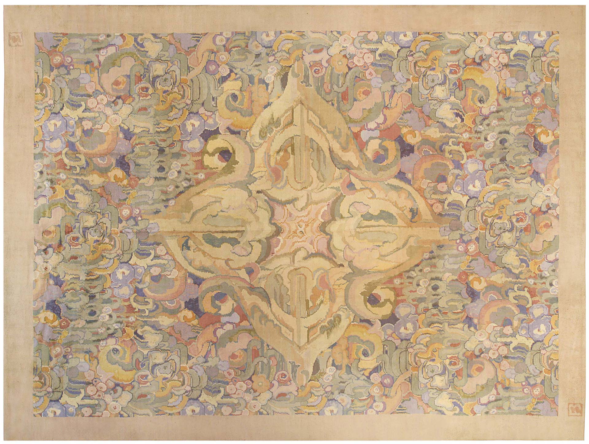 1930 Art Deco Rug by Sir Frank Brangwyn BB0106<BR> The largest of the three rugs available for sale at Doris Leslie Blau 1930 Art Deco Rug by Sir Frank Brangwyn BB0106<BR> The largest of the three rugs available for sale at Doris Leslie Blau