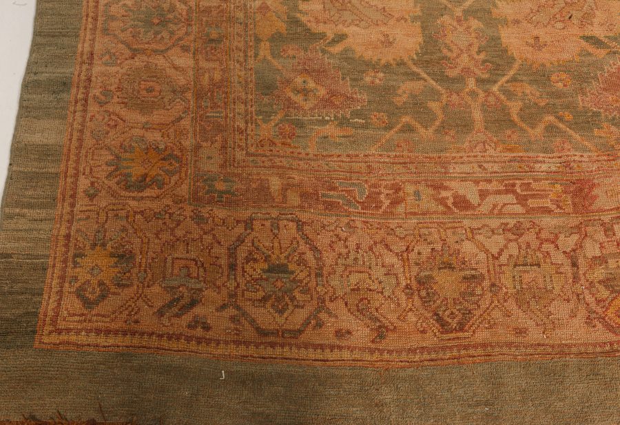 Handmade Antique Turkish Oushak Beige, Green, Purple Rug BB7649