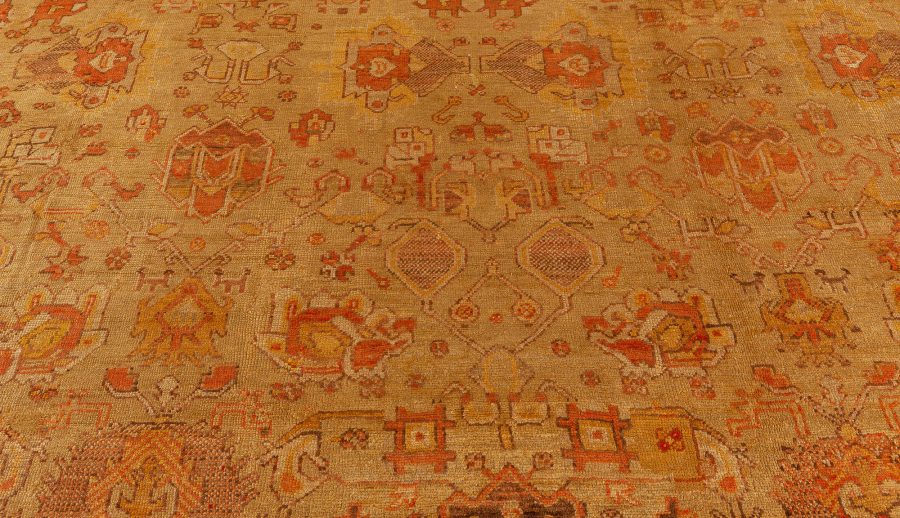 Fine Antique Turkish Oushak Beige, Gold, Green, Orange Rug (Size Adjusted) BB7650