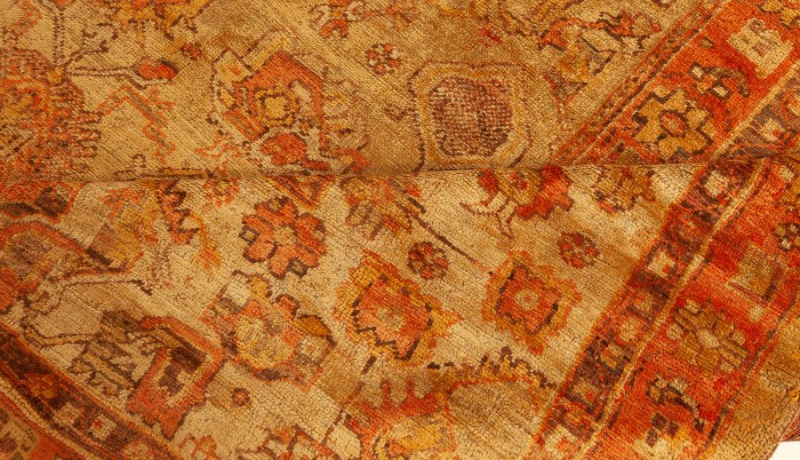 Fine Antique Turkish Oushak Beige, Gold, Green, Orange Rug (Size Adjusted) BB7650