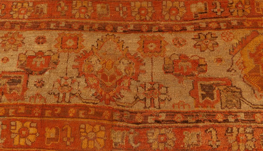 Fine Antique Turkish Oushak Beige, Gold, Green, Orange Rug (Size Adjusted) BB7650