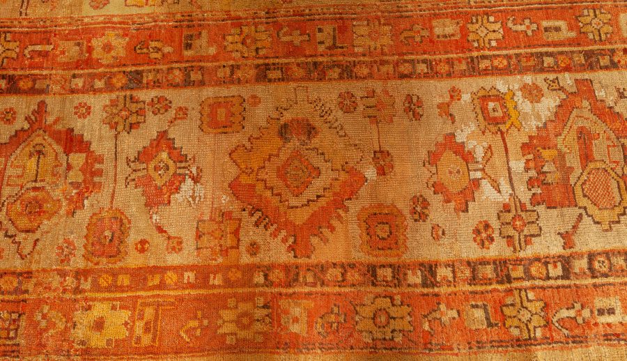 Fine Antique Turkish Oushak Beige, Gold, Green, Orange Rug (Size Adjusted) BB7650