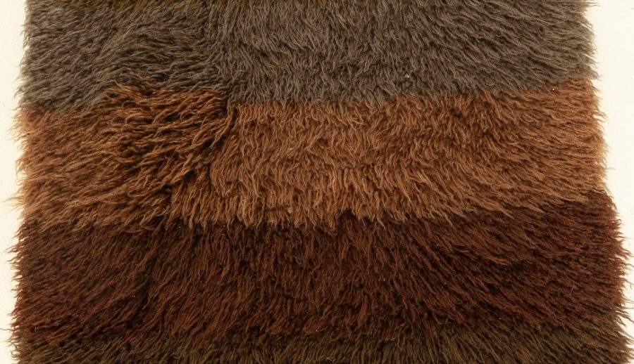 Doris Leslie Blau Collection Contemporary Shaggy Beige, Blue, Brown, Gray Runner N12252