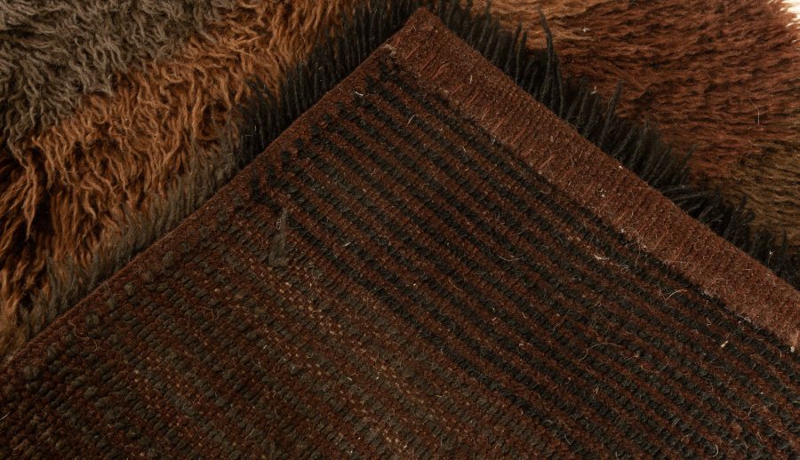 Doris Leslie Blau Collection Contemporary Shaggy Beige, Blue, Brown, Gray Runner N12252