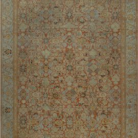Sultanabad Persian Antique Floral Allover Warm Tan Hand-Knotted Wool Rug – Circa 1920 BB7648