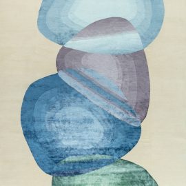 Desert Mirage Light Beige Abstract Modern Hand-Knotted Wool & Silk Rug “Oasis” N12249