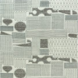 “Elevation” Modern Art Deco Geometric Cream With Charcoal Handmade Oversized Wool Rug N12247