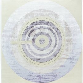 “Lavandula” Contemporary Geometric Soft Beige Hand-Knotted Silk Rug N12248