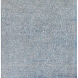 Modern Geometric Chevron Slate Gray Hand-Knotted Wool Rug N12257