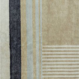 Modern Art Deco Geometric Soft Beige Hand-Knotted Wool Runner “Altara” N12261