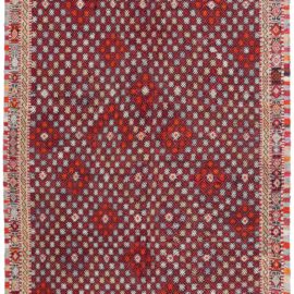 Vintage Hooked Tribal Ivory Hand-Knotted Wool Rug Bohemian Style BB7652