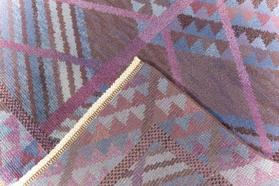 Vintage Swedish Blue, Brown, Purple Pile Rug by Marianne Richter “AB MMF MR” BB7661