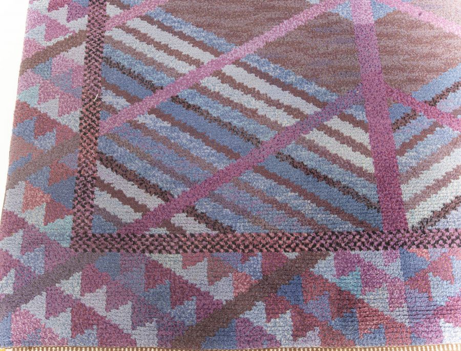 Vintage Swedish Blue, Brown, Purple Pile Rug by Marianne Richter “AB MMF MR” BB7661