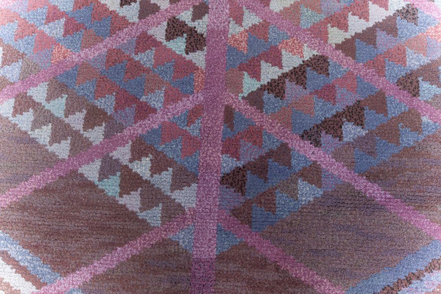 Vintage Swedish Blue, Brown, Purple Pile Rug by Marianne Richter “AB MMF MR” BB7661