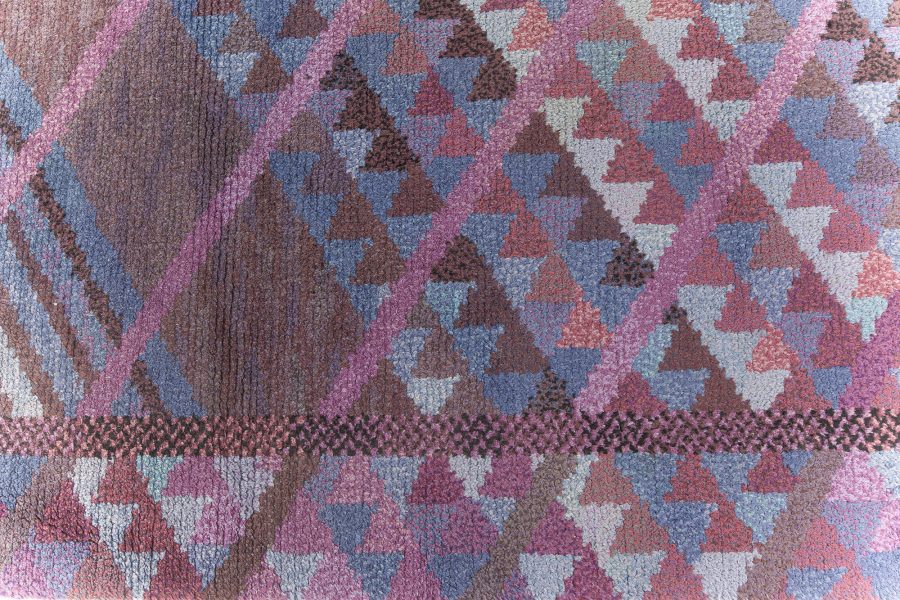 Vintage Swedish Blue, Brown, Purple Pile Rug by Marianne Richter “AB MMF MR” BB7661