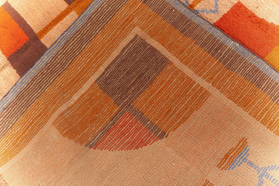 One-of-a-kind Vintage French Art Deco Rug inBeige, Blue, Brown, Orange BB7663