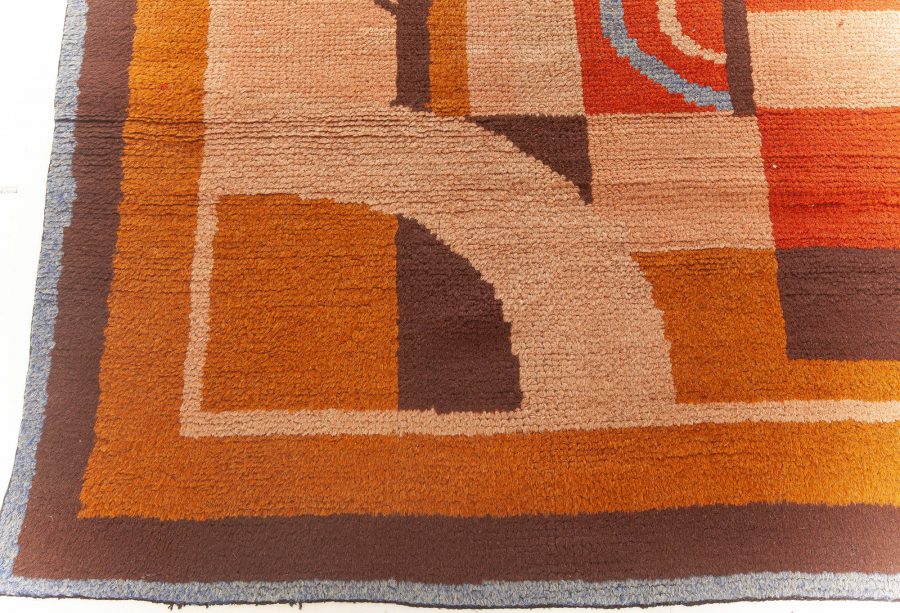 One-of-a-kind Vintage French Art Deco Rug inBeige, Blue, Brown, Orange BB7663