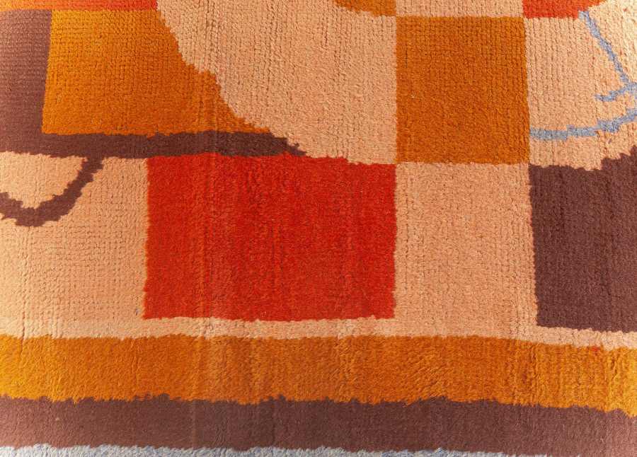 One-of-a-kind Vintage French Art Deco Rug inBeige, Blue, Brown, Orange BB7663