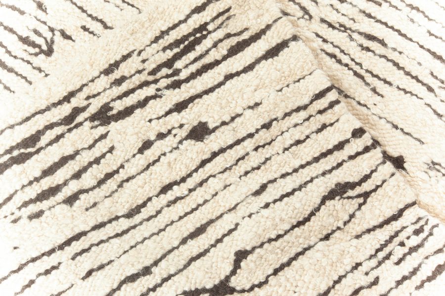 Doris Leslie Blau Collection Modern River-Dance Beige Black Mohair Carpet N12279