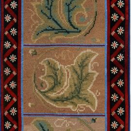 Antique English Allover Floral Brown Needlework Wool Runner – Circa 1920 BB7665