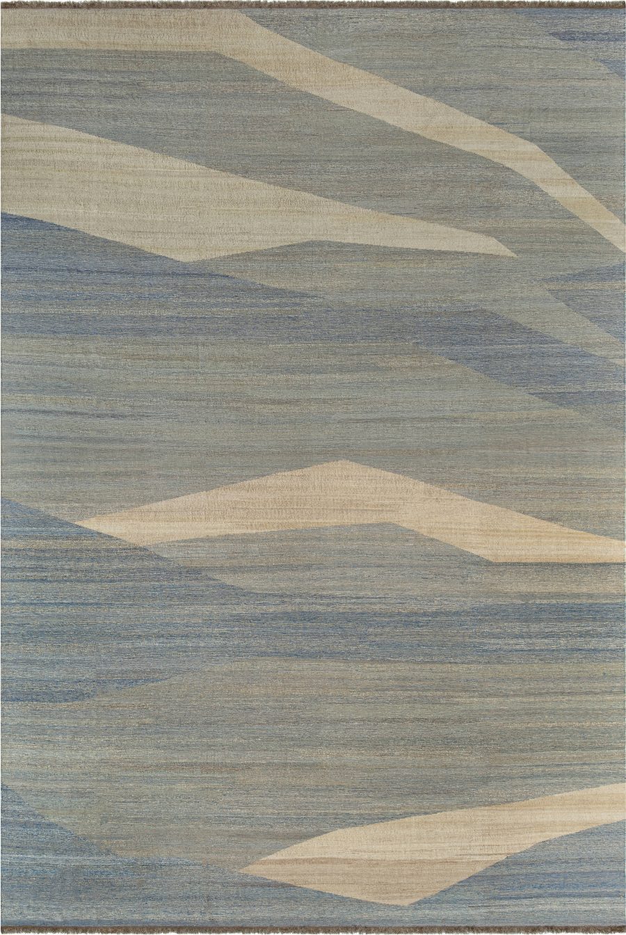 Doris Leslie Blau Collection Modern Kilim Rug in Beige, Blue, Gray N12277