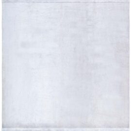 “Mistbound” Modern Hand-Knotted Solid Light Gray Handmade Silk Rug N12281