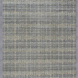 Slate Gray Rhythmic Lines Geometric Modern Handmade Rug “Conflux” N12269
