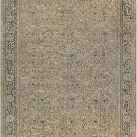 Tabriz Persian Antique Allover Floral Soft Beige Hand-Knotted Wool Carpet – Circa 1920 BB7666