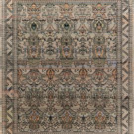 Traditional Modern Abstract Classic Taupe Handmade Wool Oversized Rug “Samara” N12291