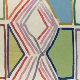 Modern Art Geometric Soft Beige Hand-Knotted Wool Oversized Rug “Hexaura” N12286