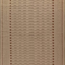Modern Aubusson Geometric Warm Tan Flatweave Wool & Silk Rug “Acropolis” Designed By Arthur Dunnam N12300