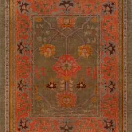 Authentic Irish Donegal Handmade Wool Rug in Beige, Gray, Green, and Orange BB7669